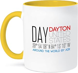 3dRose International airport code DAY, Dayton, Ohio, United States 15oz Two-Tone Yellow Mug
