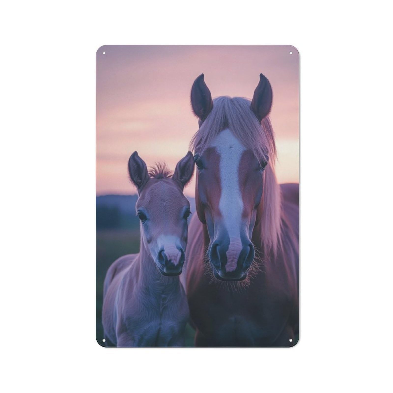 Junmoney Horse And Foal At Sunset Vintage-Inspired Tin Sign 30X20cm For Garage Or Workshop, For Garage, Workshop And Man Cave Decoration