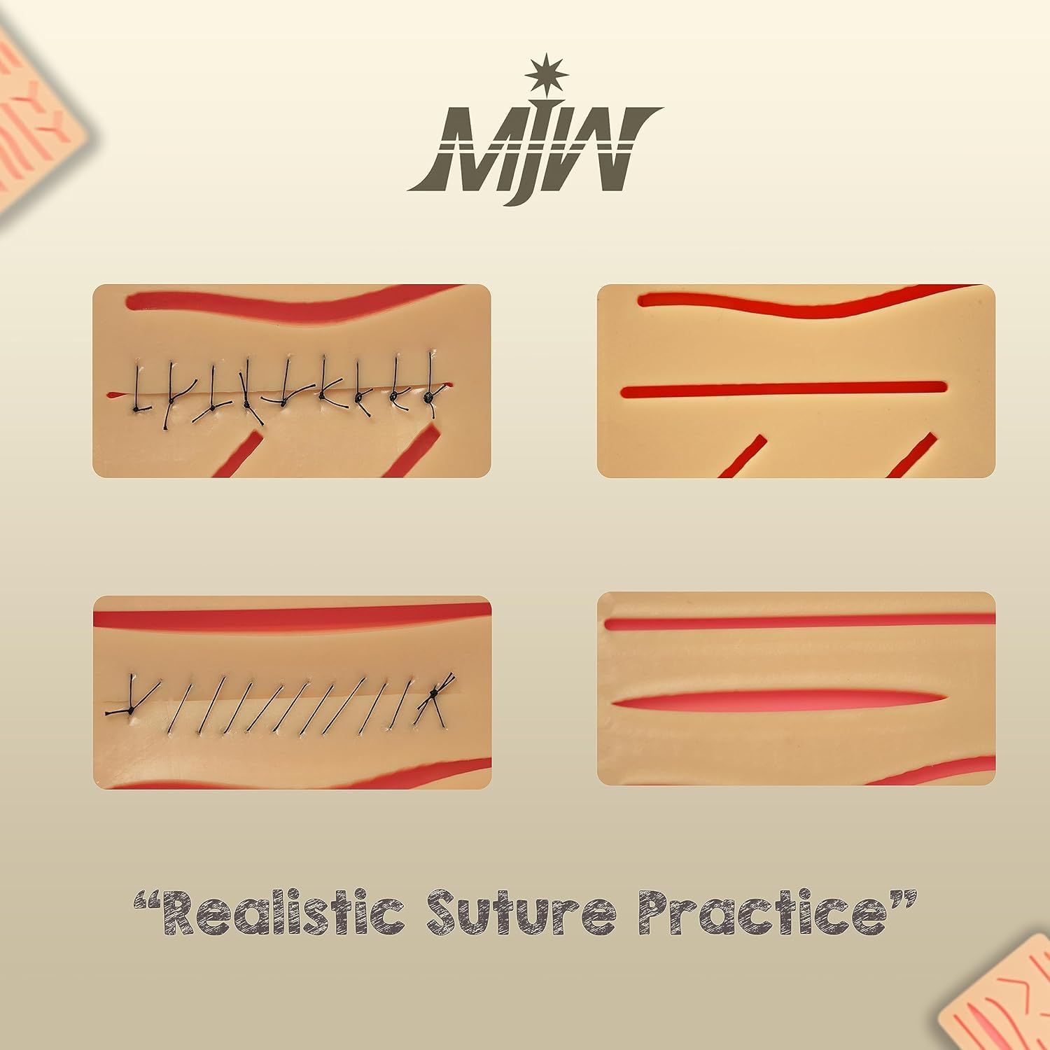 Suture Practice Pads 3 Layer with 14 Wound 5x7", Suture Practice Kit, Durable Silicon Skin Suture Pad to be Used by Students for Training and Practice of Medical, Veterinarian Students and Nurses
