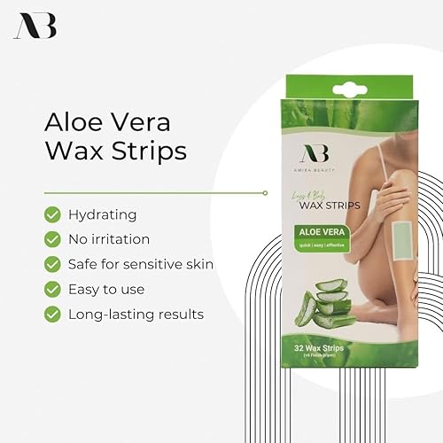 Miniatura 3 de Tiras de depilación con infusión de aloe vera preaplicadas, tiras de cera para depilación listas para usar para piernas y cuerpo, adecuadas para