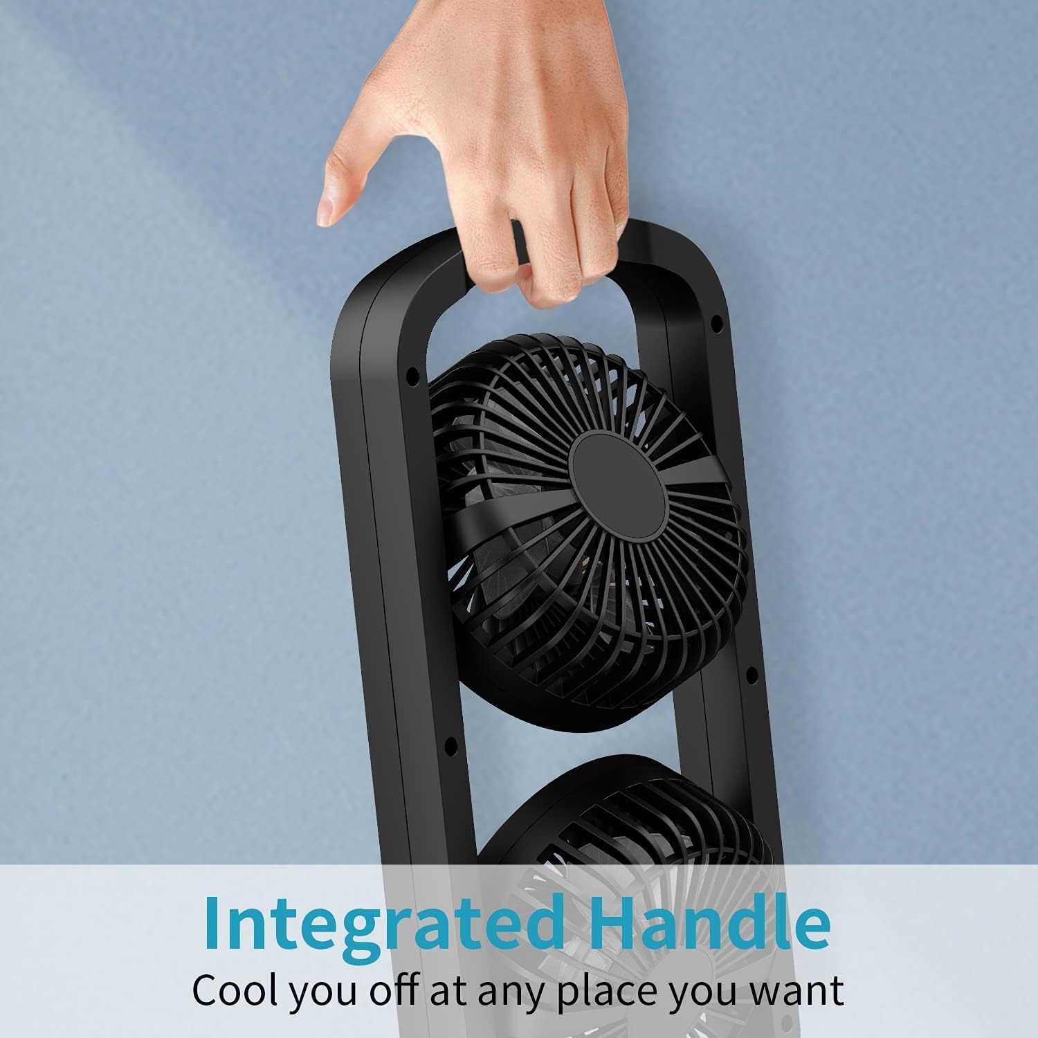 DR.PREPARE Ventilateur Colonne Silencieux Ventilateur Tour de Table avec Inclinaison à 270°, Oscillation 105°, 3 Vitesses, Ventilateur de Bureau USB Portable pour Chambre à Coucher, Bureau, Camping