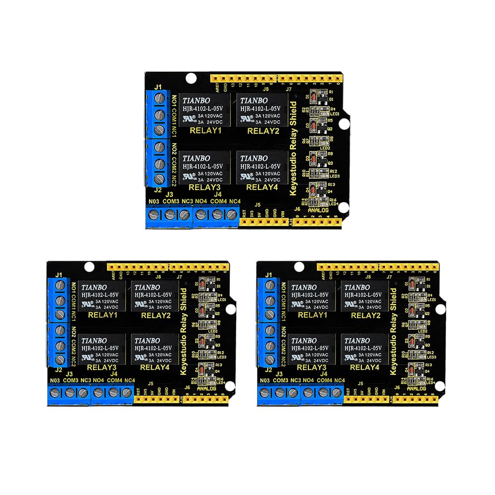 KEYESTUDIO 4 Channel Relay Shield 5V Relay Module for Arduino