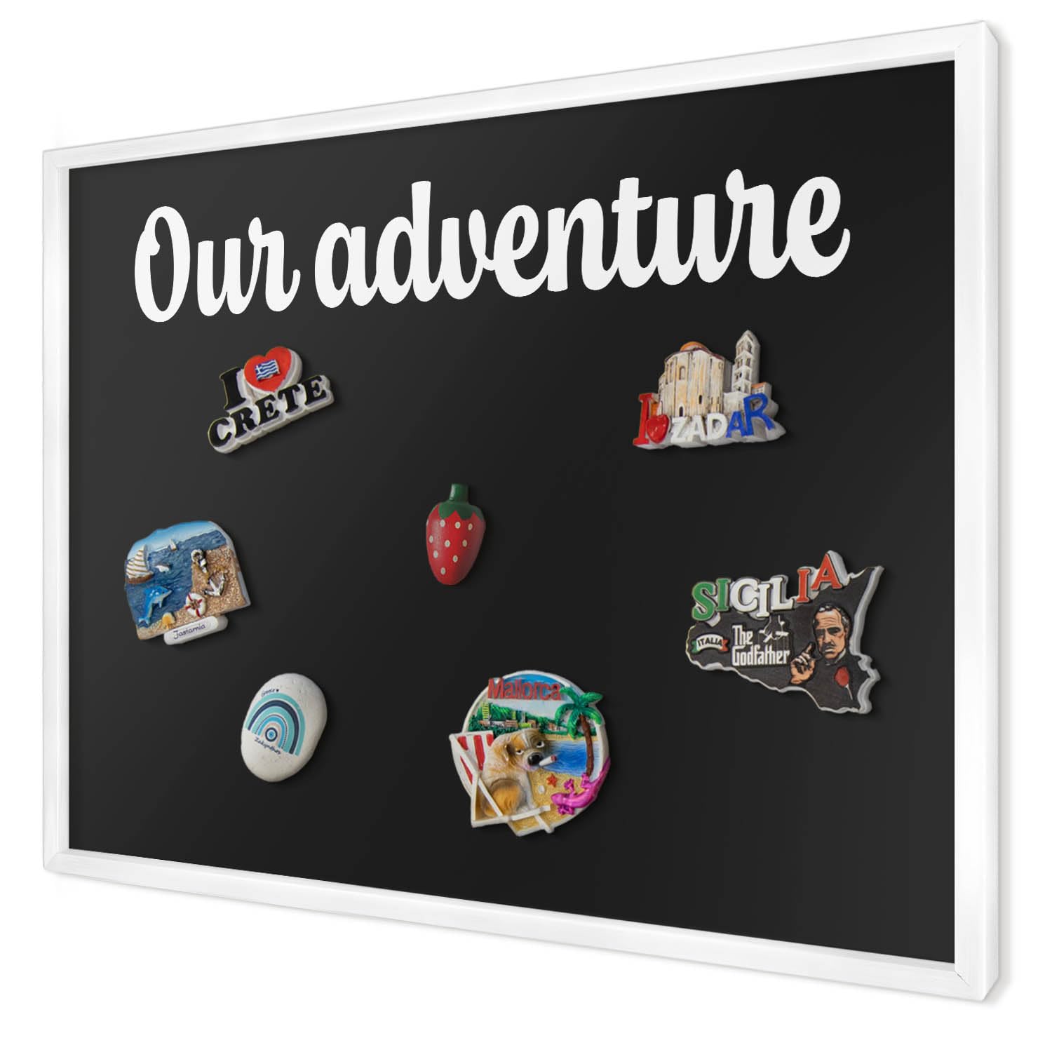 Explorer Magnetic Board 70x50 cm | White Frame | Our Adventure