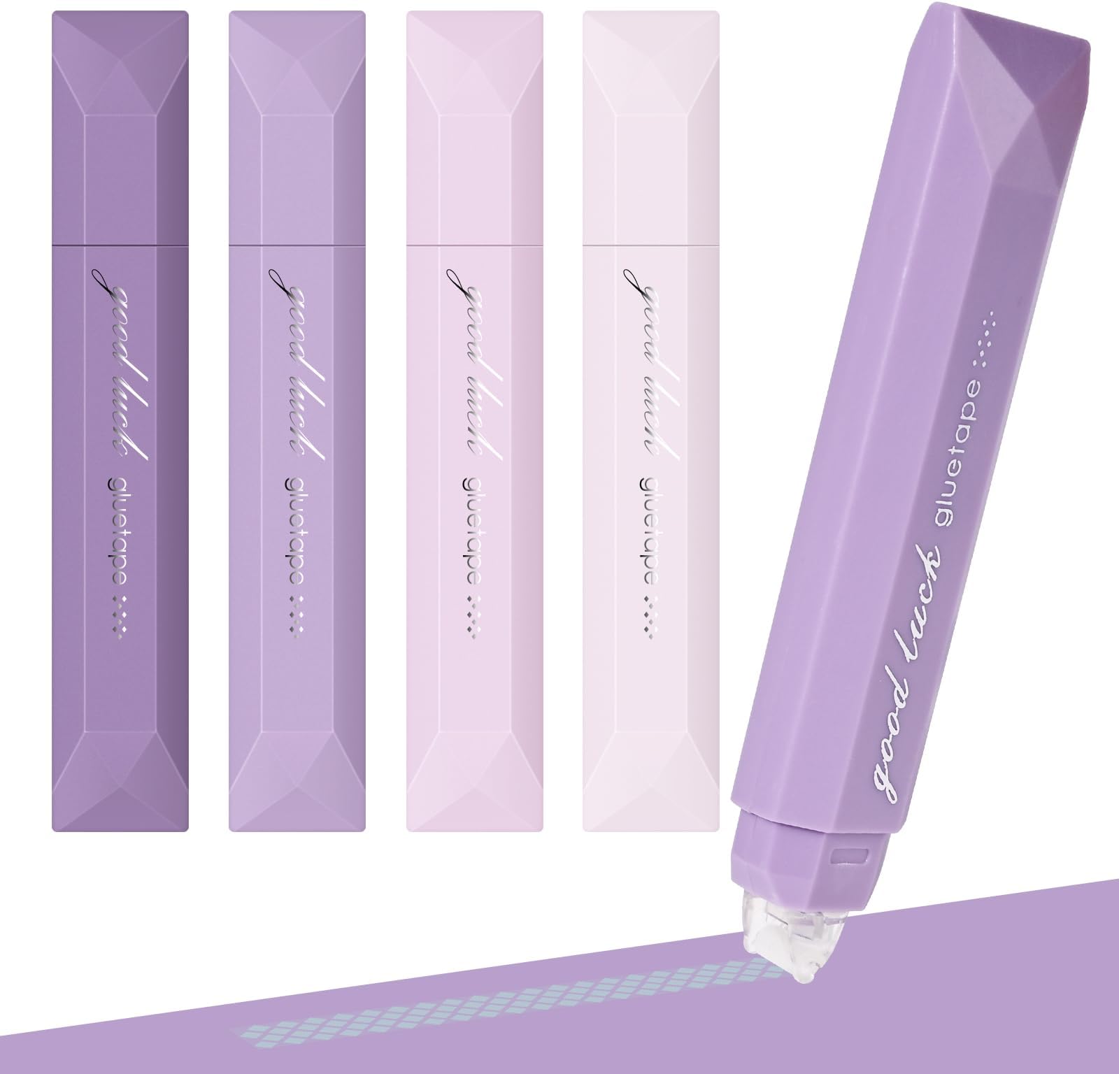 4 Pcs Double Sided Tape Roller, Multipurpose Craft Adhesive Glue Pen Journaling Supplies for Scrapbooking Office Crafts Gift Wrapping, Photo Mounting(Purple)