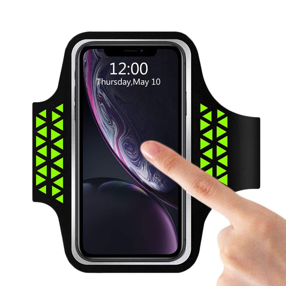 Sports Running Armband, Slim-Fit Cell Phone Arm Band with Adjustable Strap for iPhone Xs XR X 8 7 6S Plus Samsung Galaxy S9 S8 Note 9 8 - for Jogging, Gym Workouts & Exercise (yellow)