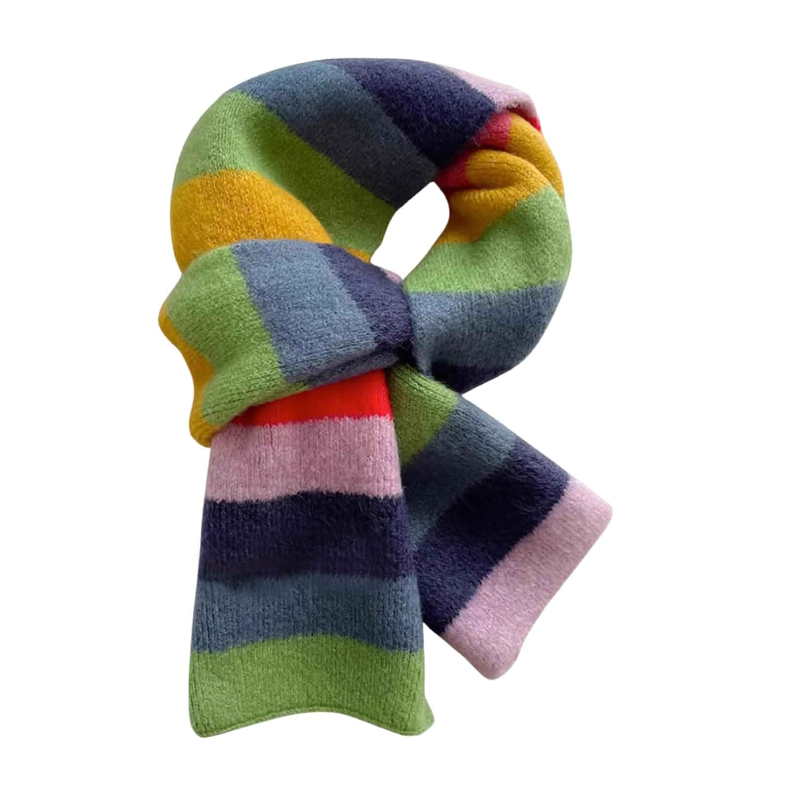Julpsk Winter Warm Colorful Striped Scarf Chic Knit Wool Scarves Birthday Gifts