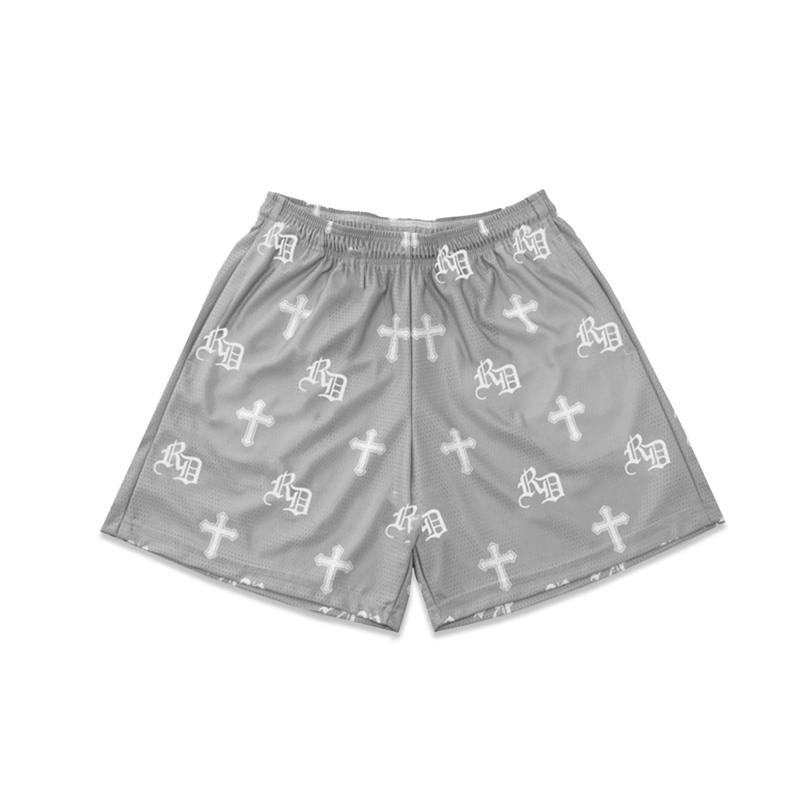 Mens Graphic Shorts 5 Inch Sports Basketball Summer Mesh Workout Running Casual Elastic Waist with Drawstring