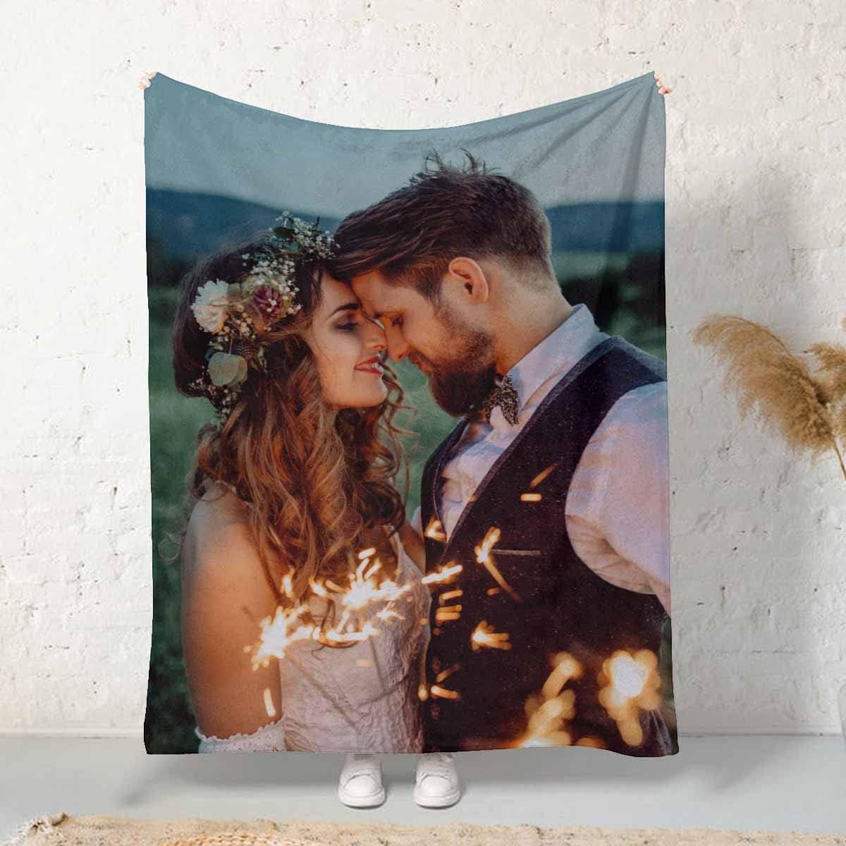 InterestPrint Personalized Using My Own Photos Throw Blanket Personalized Photo Throw Blanket Memorial Gift Blanket for Couples Lover Family Friends GF BF 40x50 Inch