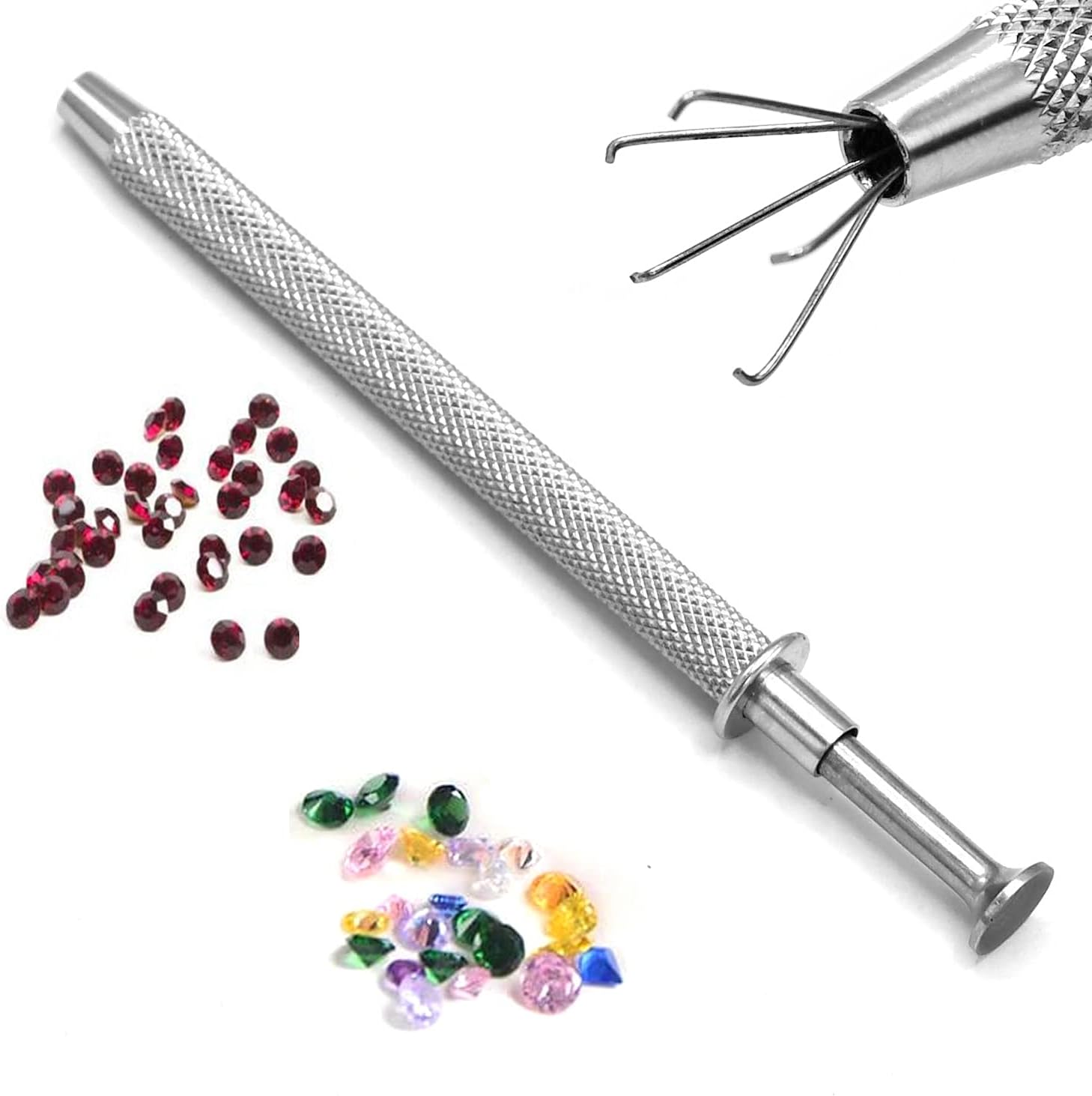 OdontoMed2011IC Pickup/Thread Picker/BGA Chip Picker/Electronic Component Catch/ 5 Clamp IC Chip Metal Catcher/Manicure Cotton Ball Claw Stainless Steel