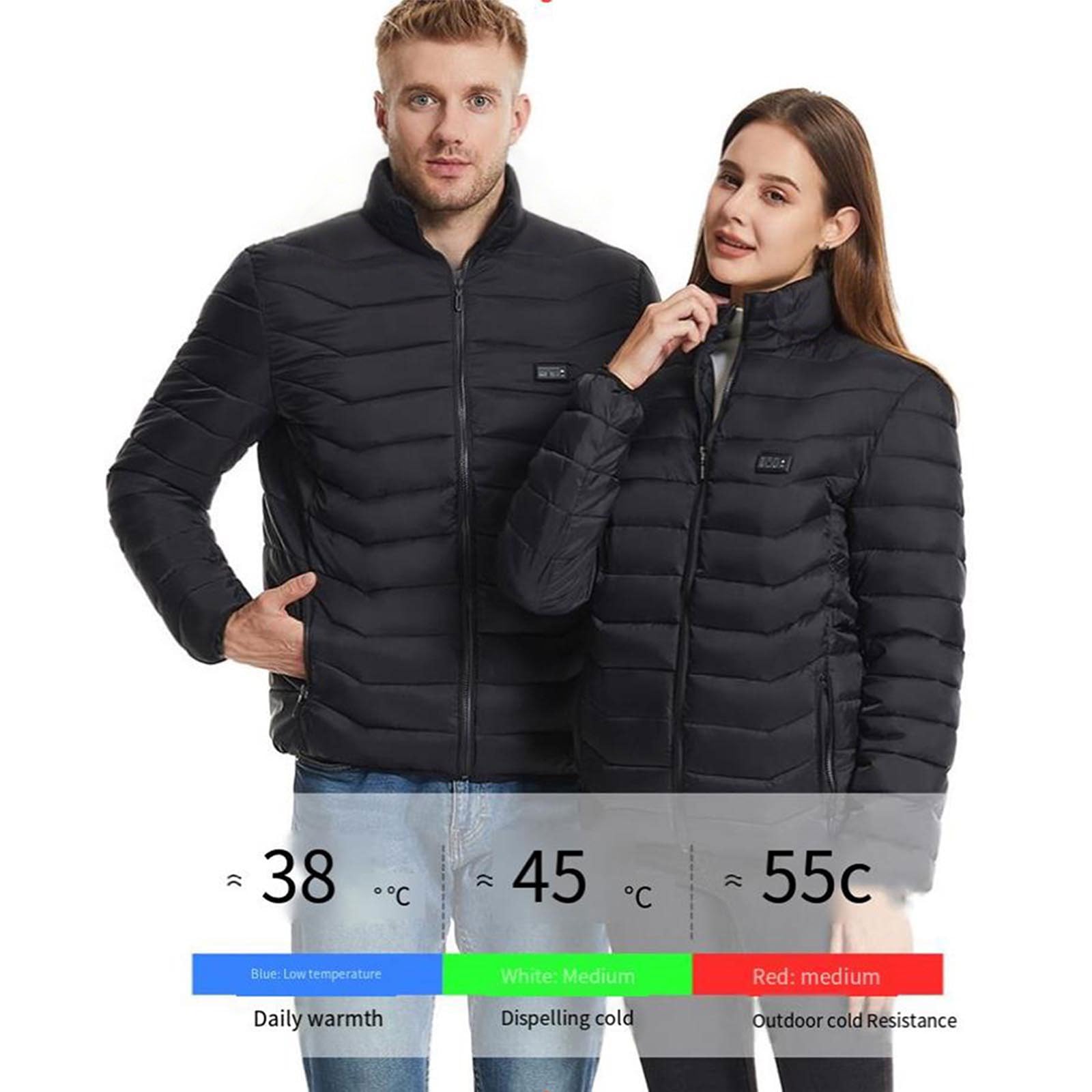 Veste Chauffant Homme Femme Doudoune Chauffante avec 15 Zones et 4 contrôles, Interface USB, Hiver Imperméable Chaud Manteau Sans Capuche Sweater Vêtements pour Ski Pêche Randonnée Plein Air