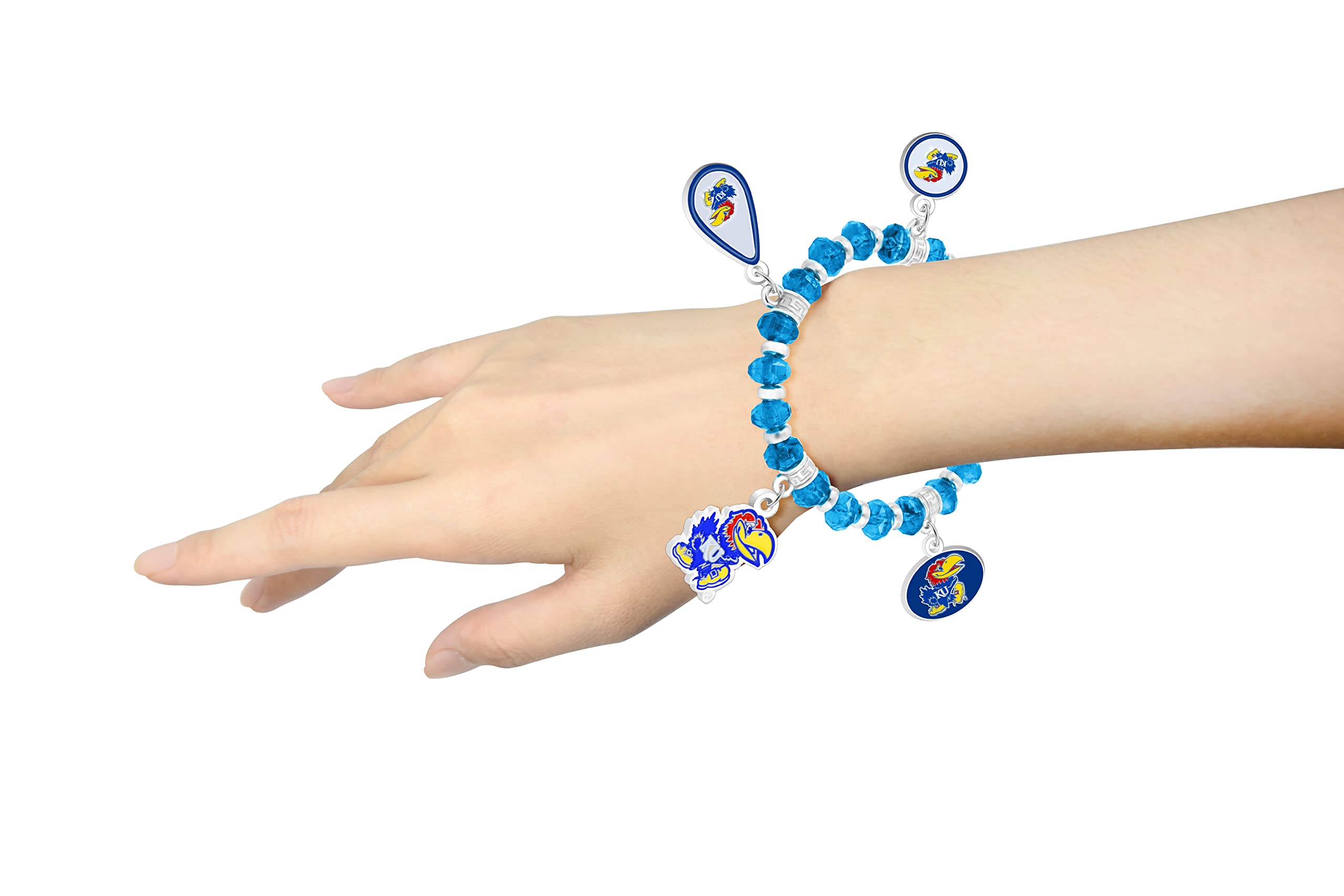 Match-Up Promotions NCAA Kansas Jayhawks Five Charm Logo Beaded Bangle Bracelet