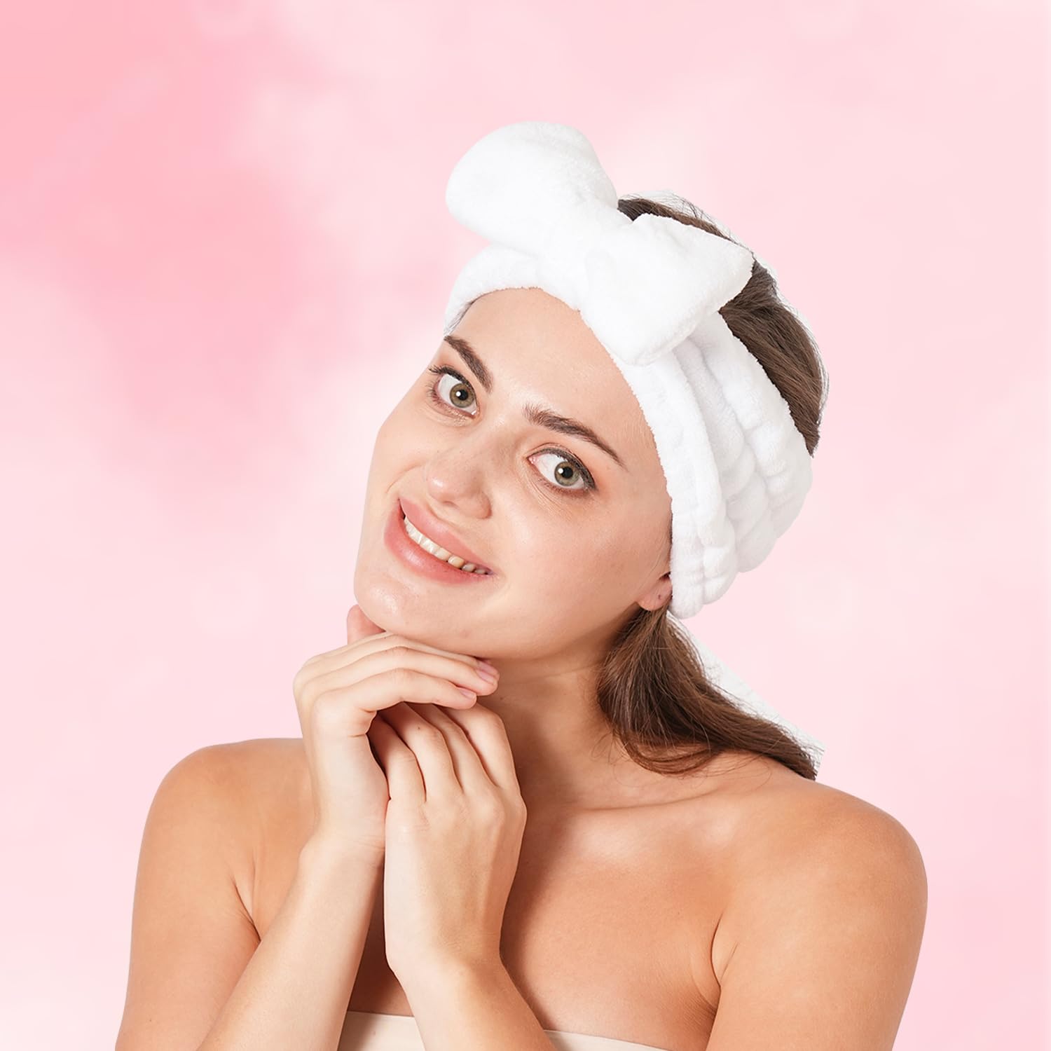 Bungalow Beauty Facial Headband for Washing Face – Soft Stretch Makeup Headband for Skincare, Spa & Bath – Adjustable Hair Band to Keep Hair Dry While Cleansing, Applying Mask or Makeup – Cute & Comfortable (White) 4