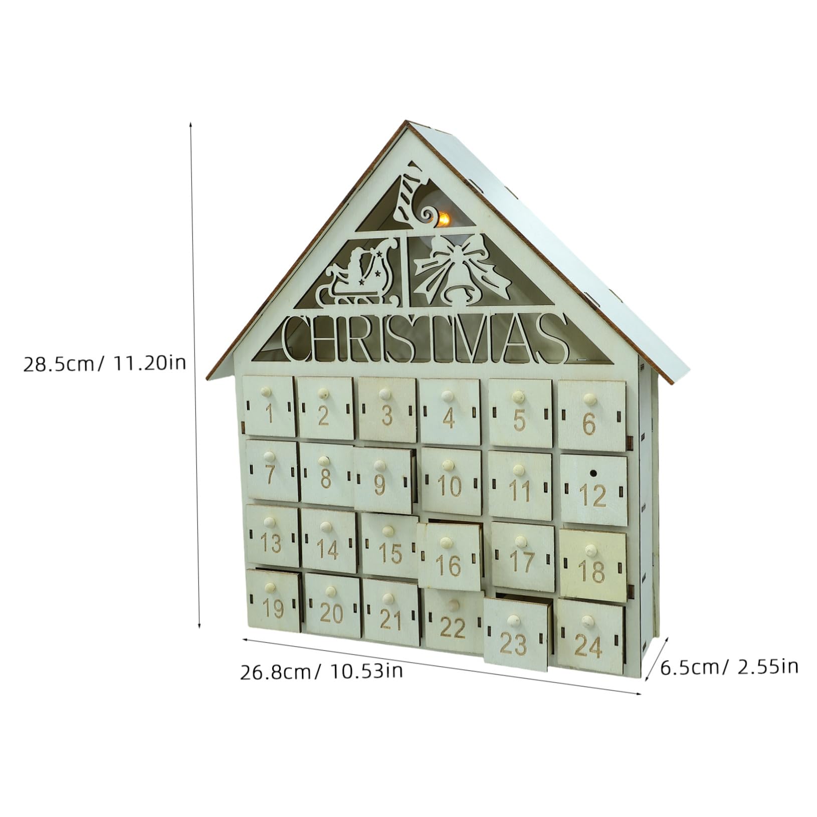 GARVALON Calendario Avvento in Legno con LED Casa Natalizia con Ricaricabili Decorazione Te per Conto alla Rovescia di Natale Sicuro e Riutilizzabile per Famiglie