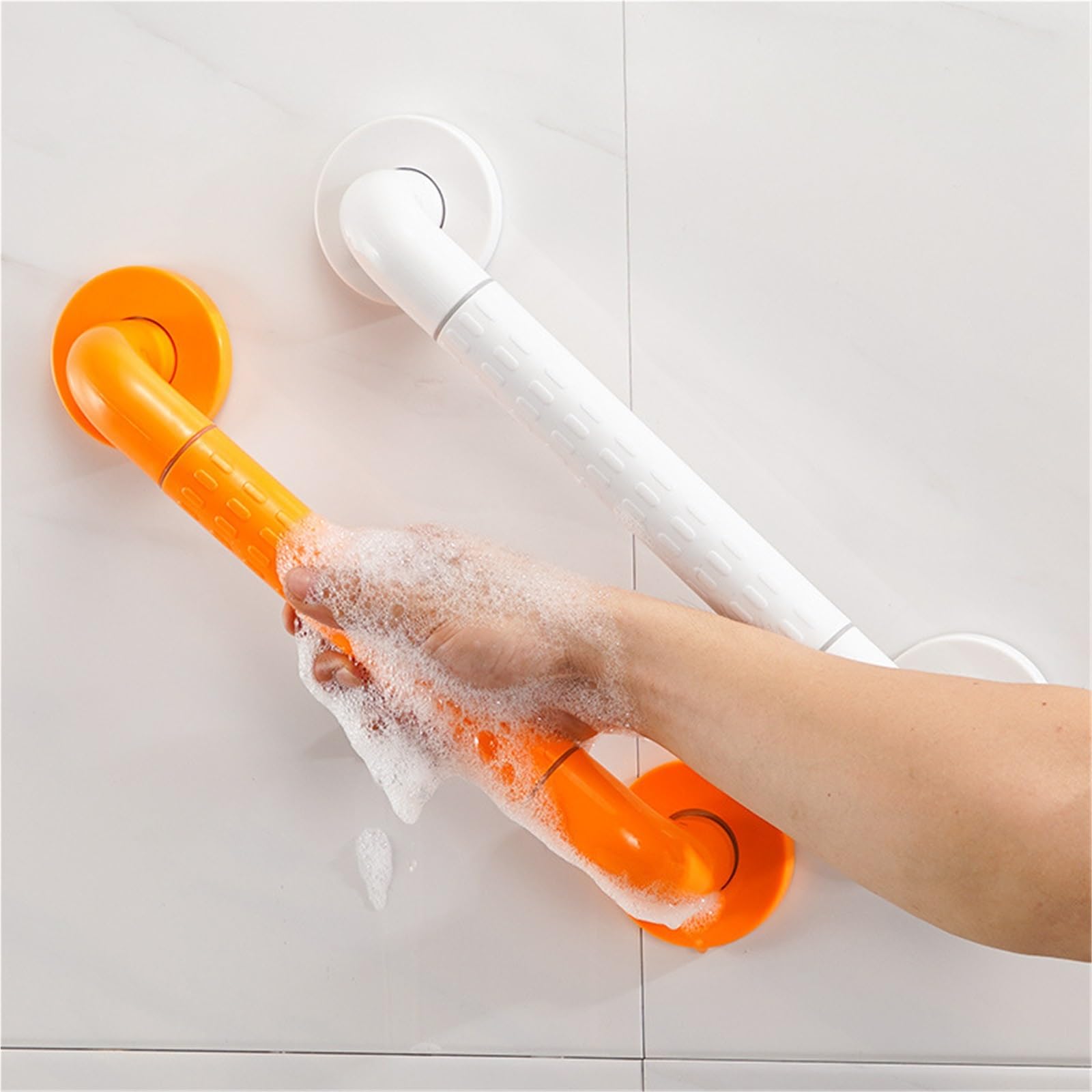 agarraderas baño Barra de Seguridad para baño con gránulos Antideslizantes, Resistente Barra de Apoyo para Ducha, Inodoro, bañera, pasamanos de Escalera(Orange-60cm)