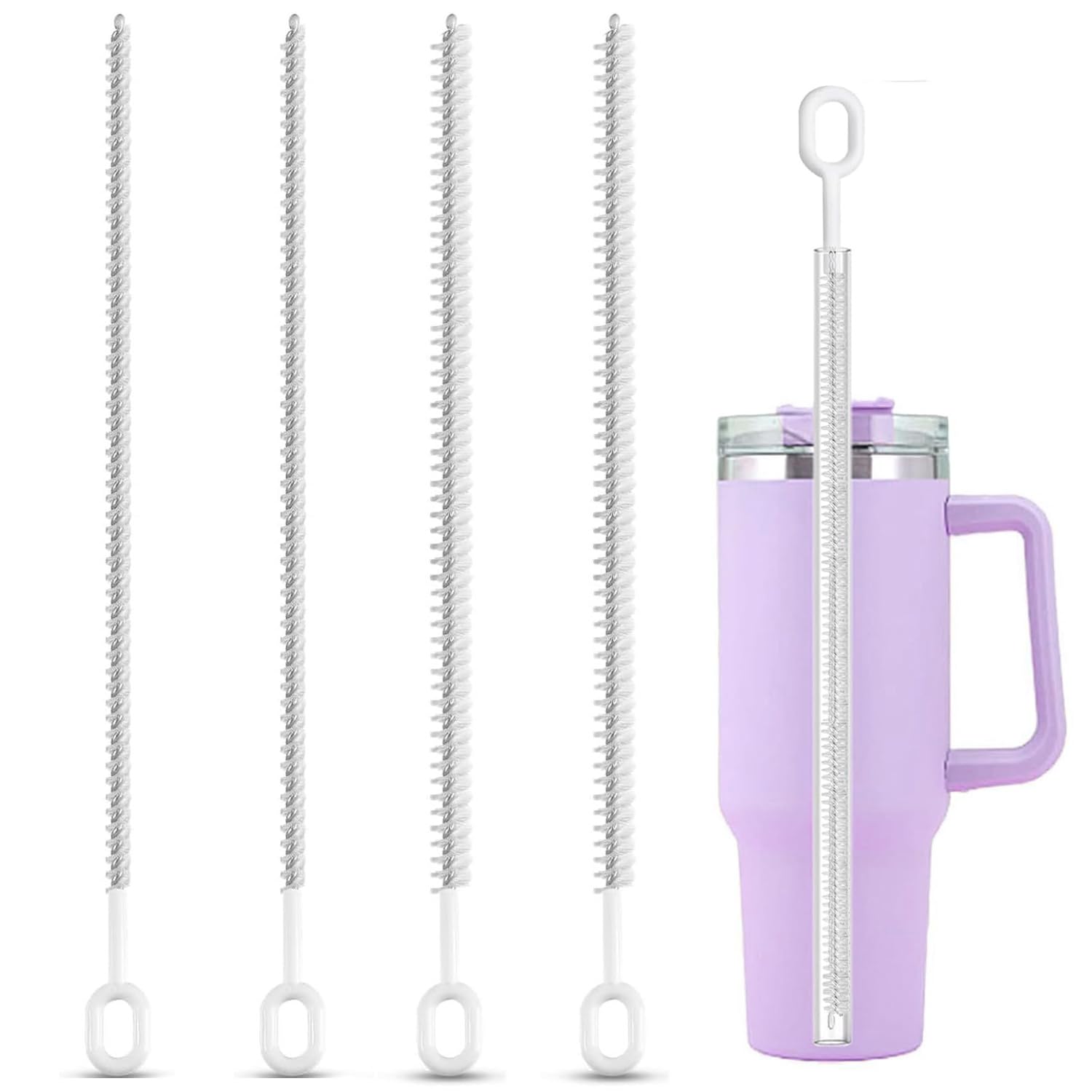 4 cepillos para pajita de 6 mm y 10 mm, cepillos de limpieza reutilizables para pajitas de cristal