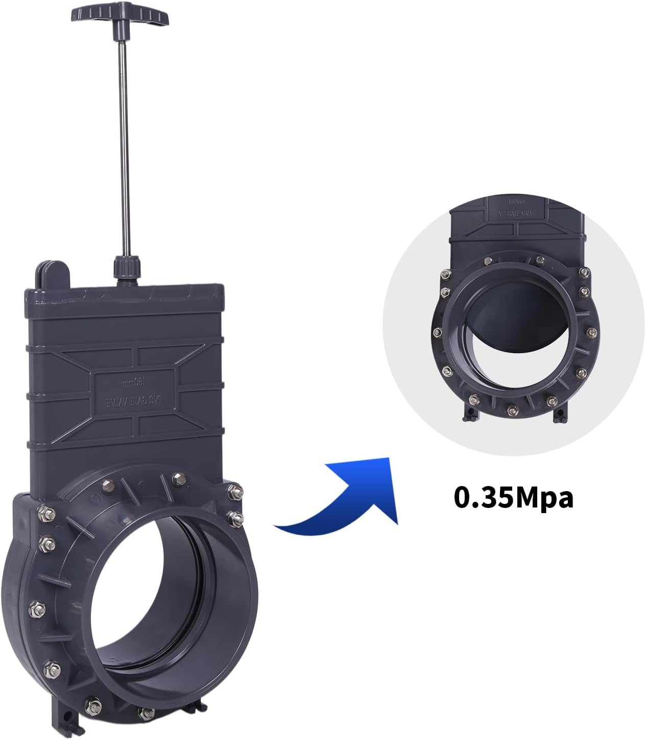 Generic 6 Inch PVC Gate Valve Plastic Pull Plate Valves ABS Handle Stainless Steel Stem UPVC Waste Sewer Valve for Pipe Flow Regulation