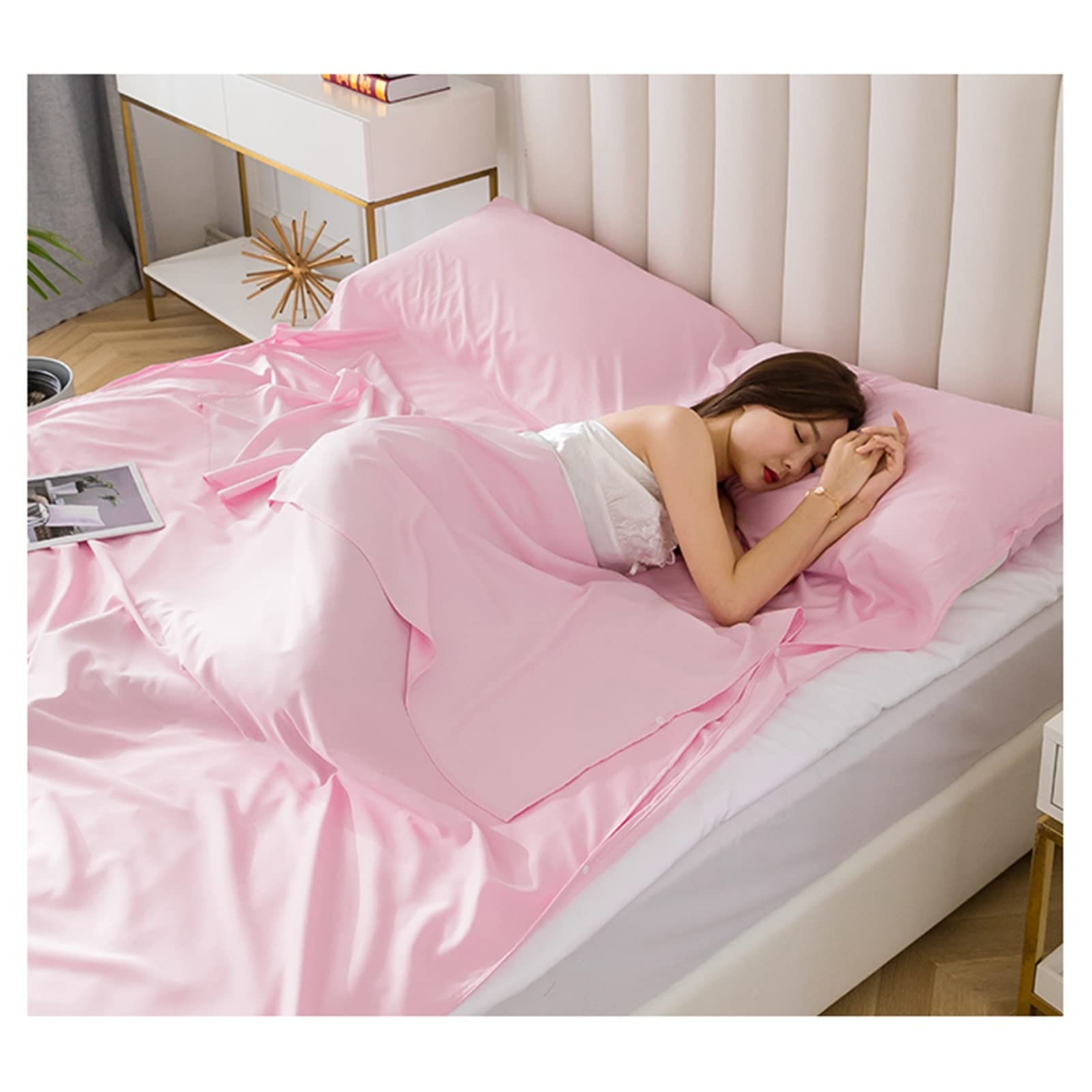Sacchi a Pelo Sacco A Pelo Ultraleggero in Tencel, Sacco A Pelo Portatile per Adulti, Fodera per Sacco A Pelo Singola Doppia Pulita, per Biancheria da Letto in Hotel da Campeggio All'aperto (Color :