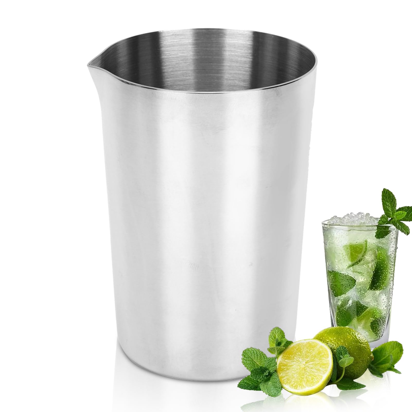Shaker da Cocktail in Acciaio Inox, Brocca per Cocktail in Metallo Miscelatore per Bicchieri per Cocktail Bar Brocca per Mescolare Bevande(D'argento)