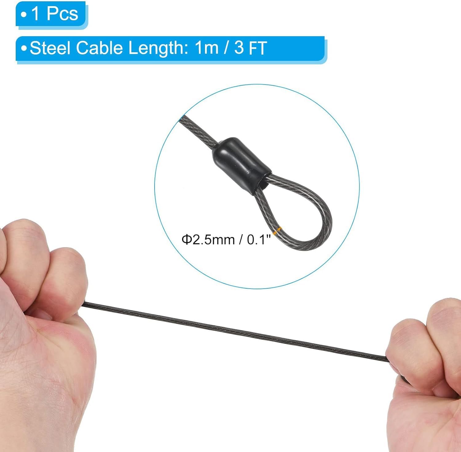 TA-VIGOR Security Steel Cable with 4 Digit Combination Lock, 3Ft Coated Safety Wire Rope Padlock with Double Loop - Image 3