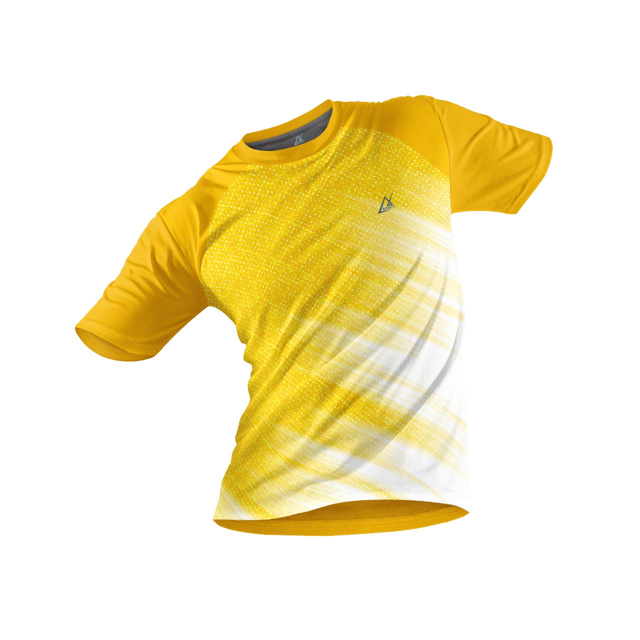 JJ TEESPolyester Half Sleeve Jersey with Round Collar and Digital Print All Over for Men (Color: Yellow and White)
