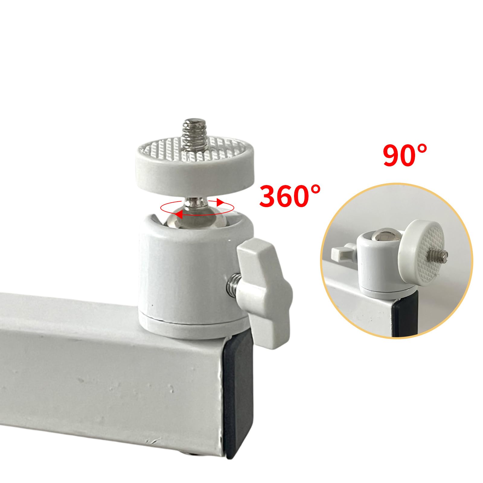 Lot de 2 mini supports de trépied universels pivotants de 6,35 mm pour appareils photo reflex numériques, trépieds, monopodes, noir (blanc)