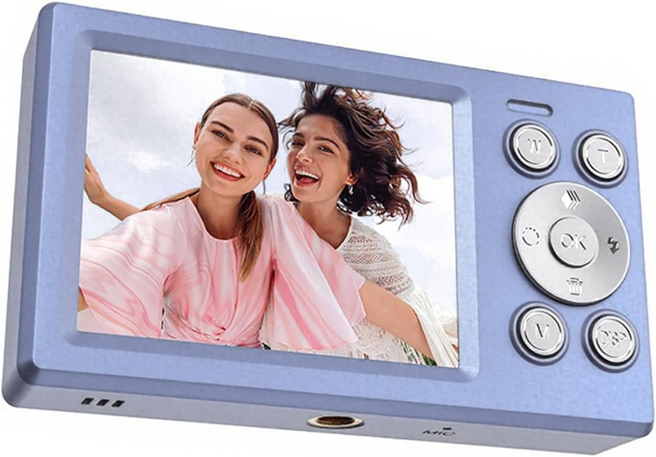 レトロブルーダブルディスプレイカメラ1080Pビデオ18xコンパクトデザイン青少年学校行事写真カメラ用