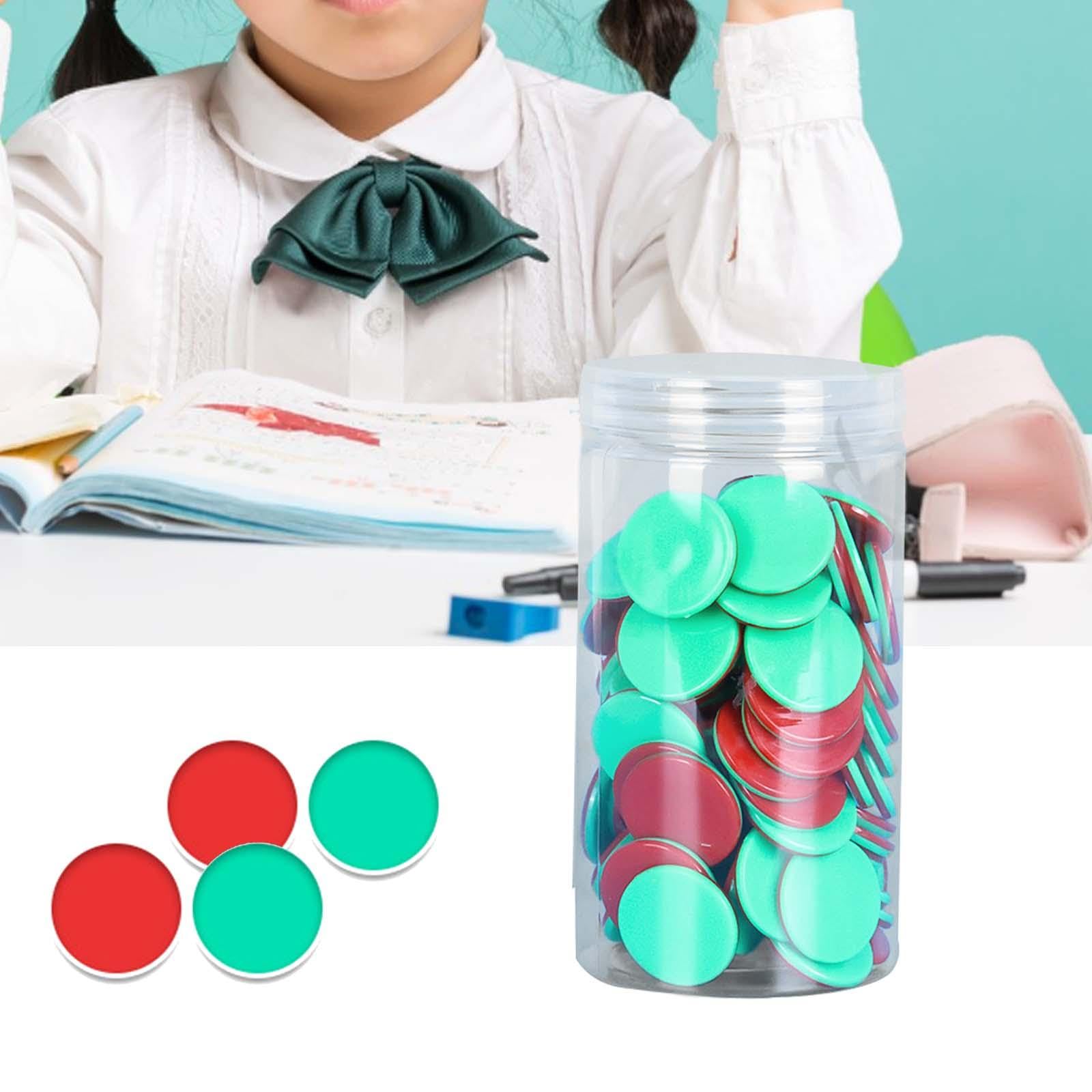 B Baosity 100 Pieces Math Counters for Kids Two Color Counters with Storage Bucket Bingo Chip Learning Counters for Party Children, Red Green, 25mm