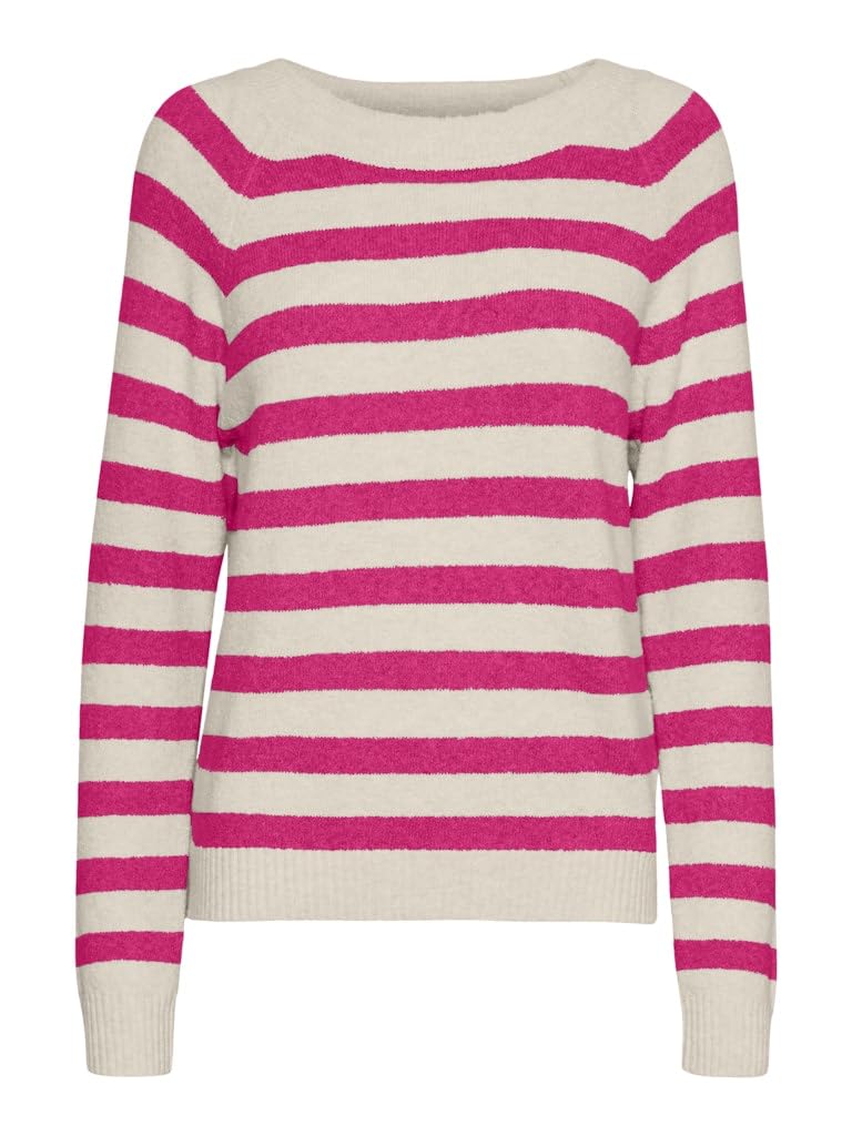 VMDOFFY LS O-Neck Blouse GA NOOS, Birch/Stripes: carbaret, S