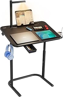 Desk, Table, Corner Desk, Stable Work Desk, Eye-Friendly lamp, Height Adjustable, with Book Stand, drawer, backpack hook, modern style, For Study, Laptop work, Dining, Online Classes, 65 * 45cm