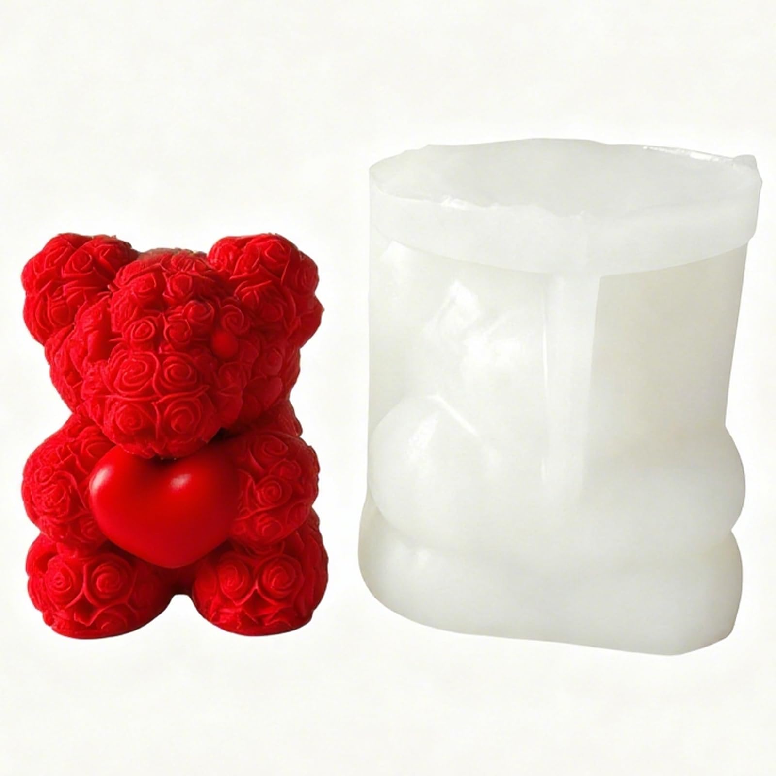 Silicone Molds for Candle Making, Rose Bear and Butterfly Designs, DIY Crafts and Baking, 3 Styles (Small Bear)