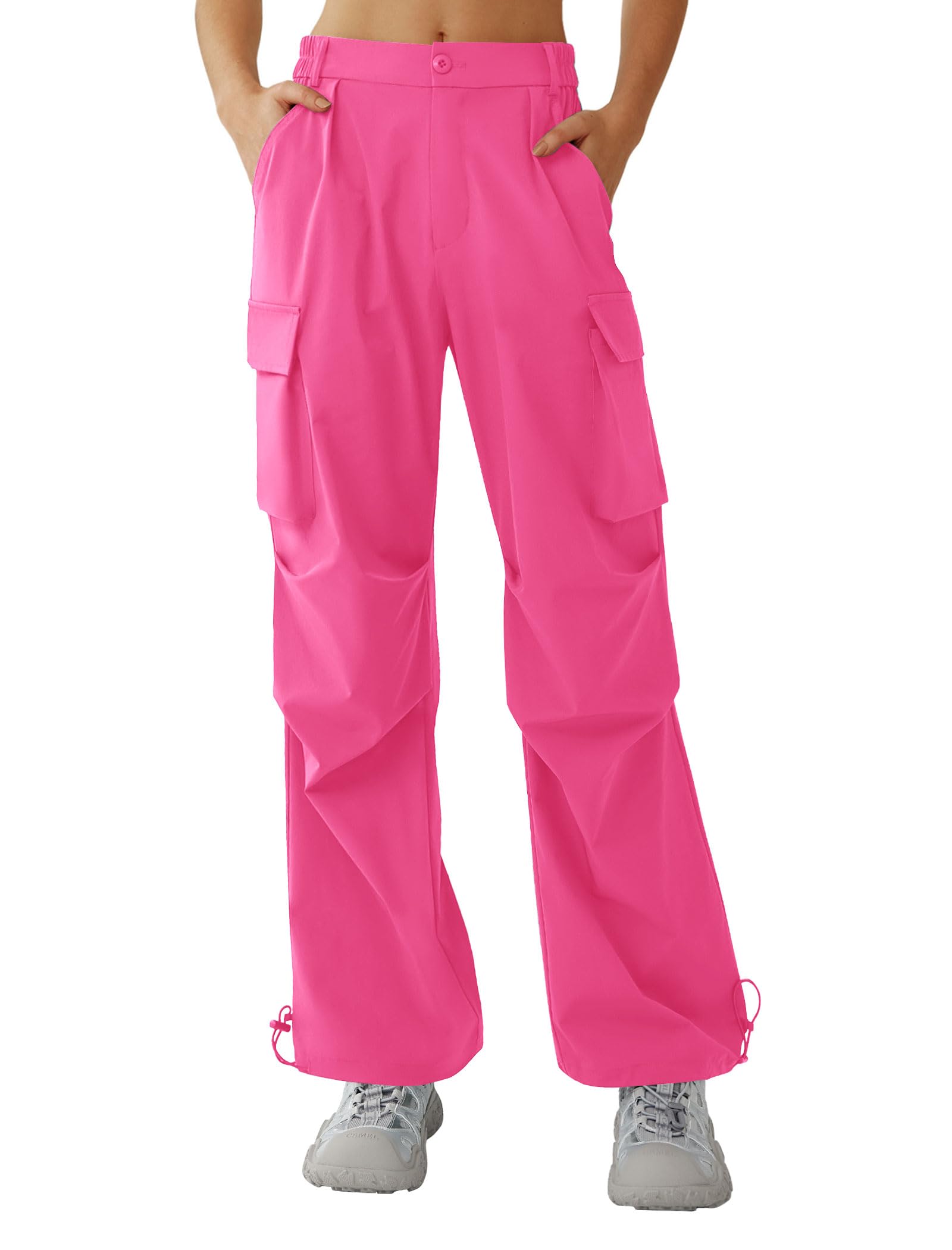 DLOODA Women’s Hiking Pants Wide Leg Cargo Pants Quick Dry Lightweight Water-Resistant Travel Casual Trousers with 4 Pockets