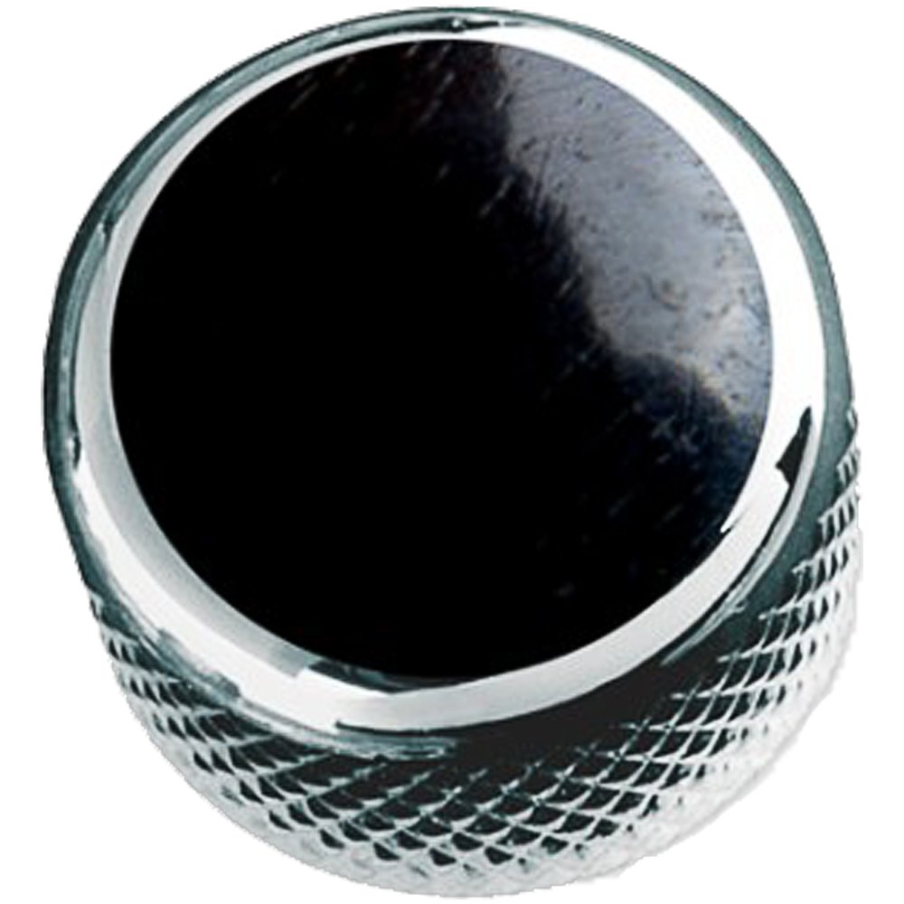 Q-PartsDome Knob - EBONY WOOD INLAY ON CHROME KCD-0137