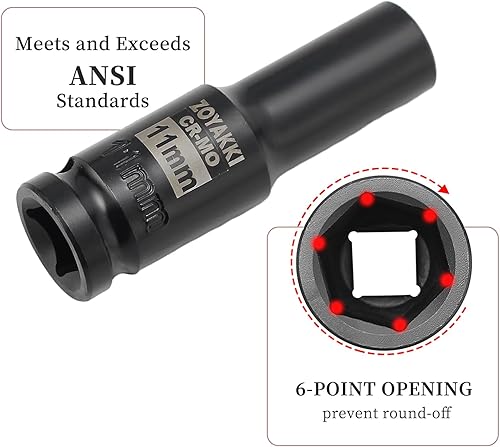 Miniatura 258 de Enchufe de impacto de 6 PT de 1/2" x 0.827 in de profundidad, CR-MO, 1/2 pulgada de accionamiento de 6 puntos para una fácil extracción