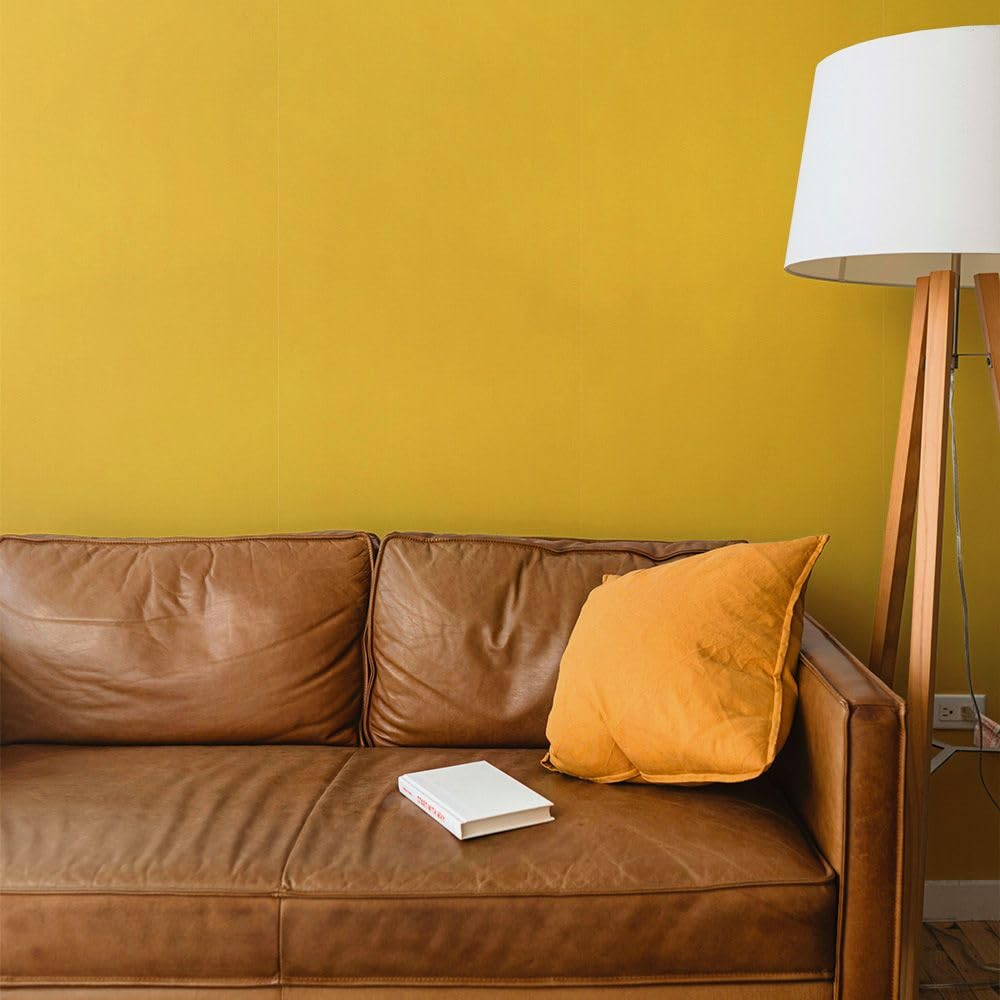 Amazon | 壁紙屋本舗 壁紙 質感 色味チェック レトロ 無地 黄色