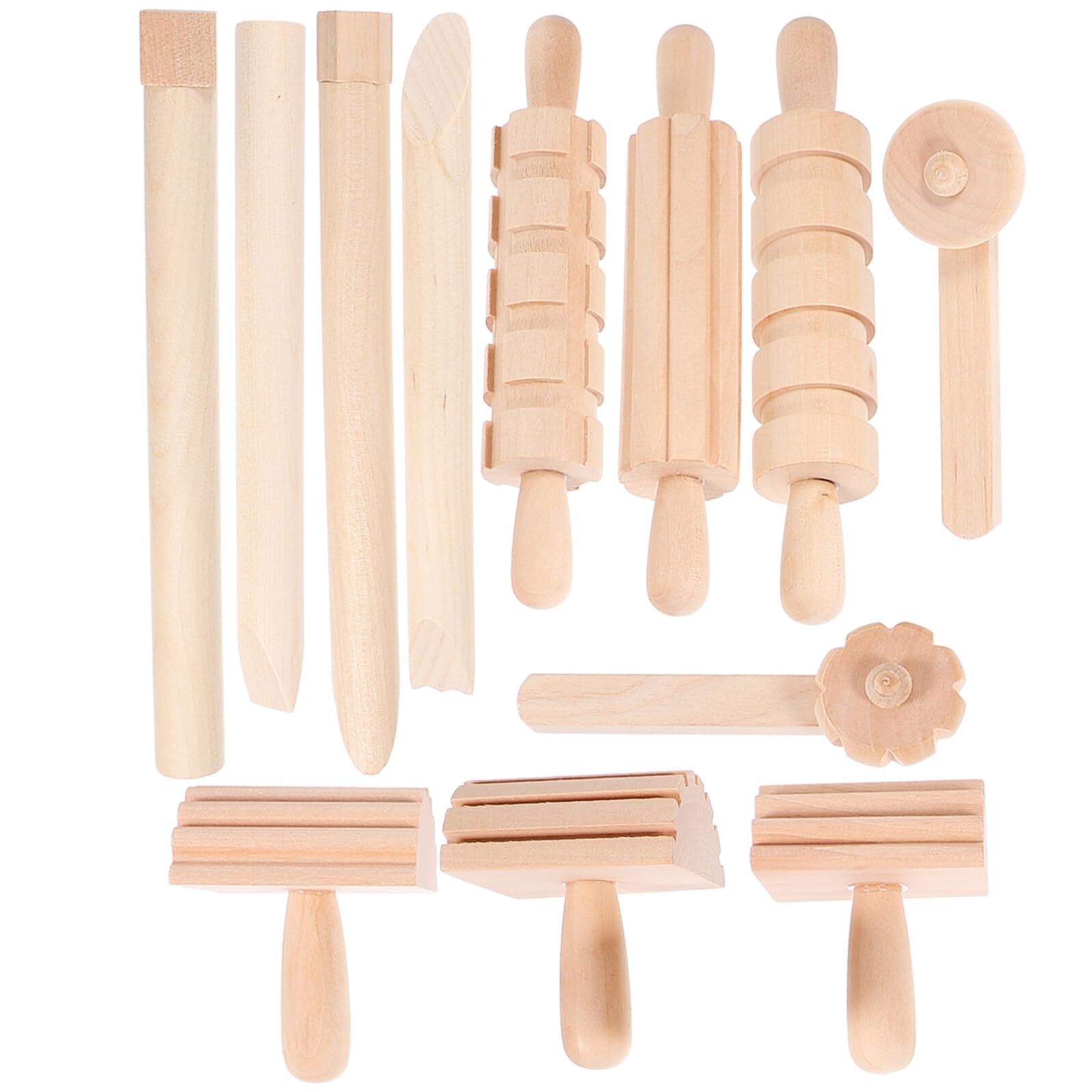 Rodillo de Textura para Arcilla de Madera Beige, 12 Piezas