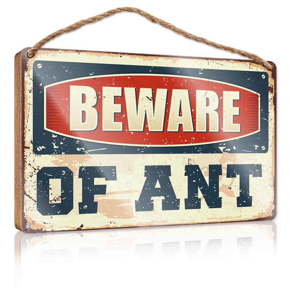 HELIOFORGE Funny Desk Live Signs Beware Of Ant Wooden Sign(15X28CM)
