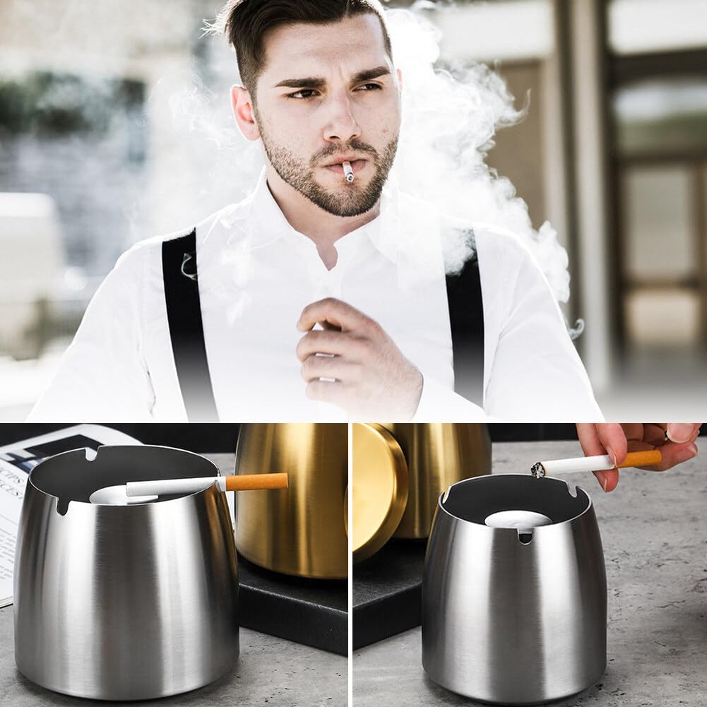 Posacenere da Esterno in Acciaio Inox, Portacenere Antivento Antiodore Posacenere da Esterno Antiscivolo Posacenere Grande a Prova di Vento e Pioggia per Giardino Ufficio Balcone Bar