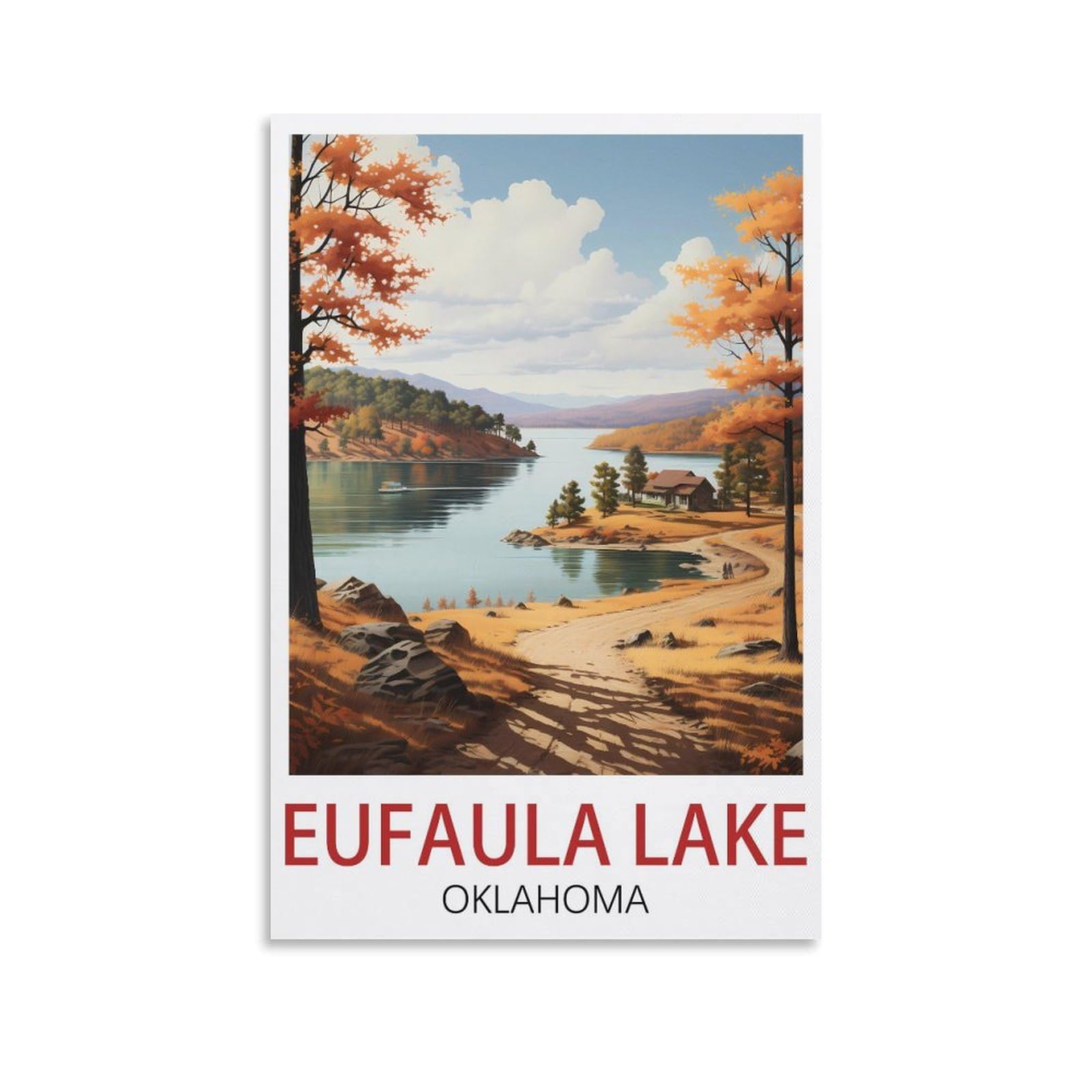 EZMLFA 5D Diamond Art Kits for Beginner,Eufaula Lake Oklahoma,Diamond Art Kits Gem Cross Stitch Easy Kits for Beginner Crystal Art Crafts Home Wall Decor 40x40cm