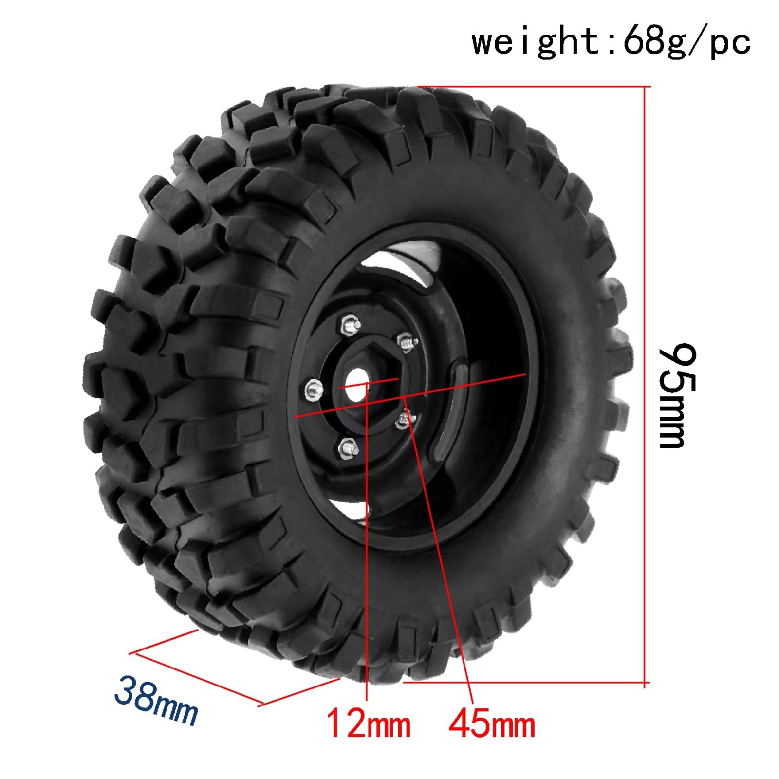 Compatibile con Traxxas per TRX4 per D90 per SCX10 1/10 RC Auto Parti di Aggiornamento Accessori 95 Millimetri 1.9 Beadlock Wheel Rim Set di Pneumatici Rc Car Pneumatici