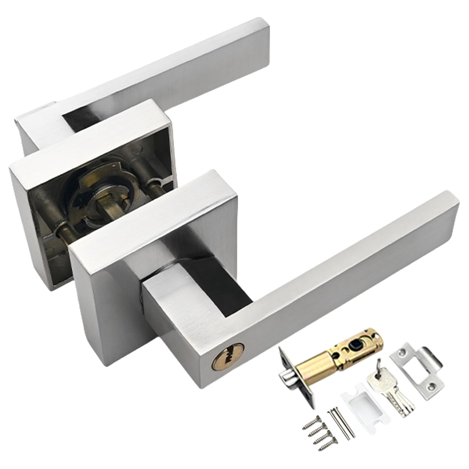 Aluminium Door Handle Set with with Set Adjustable Latches Door Handle Secure Metal for Bedroom Privacy