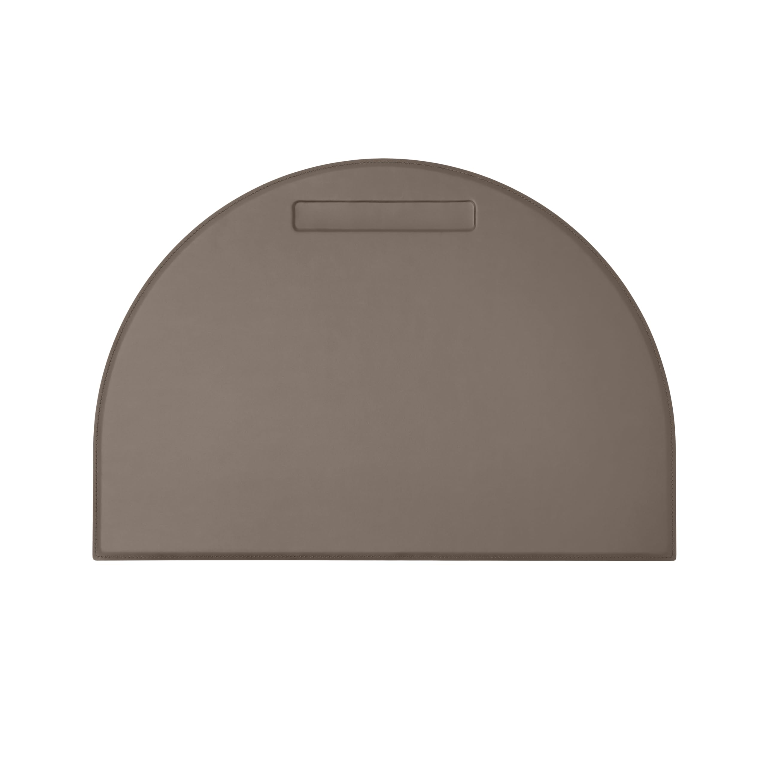 Eglooh - Diana - Desk Mat for Office Made of Taupe Grey Leather - Desk Pad cm 80x50 - Semicircle Shape and Pen Slot - Handmade Stitchings and Non-Slip Bottom - Made in Italy