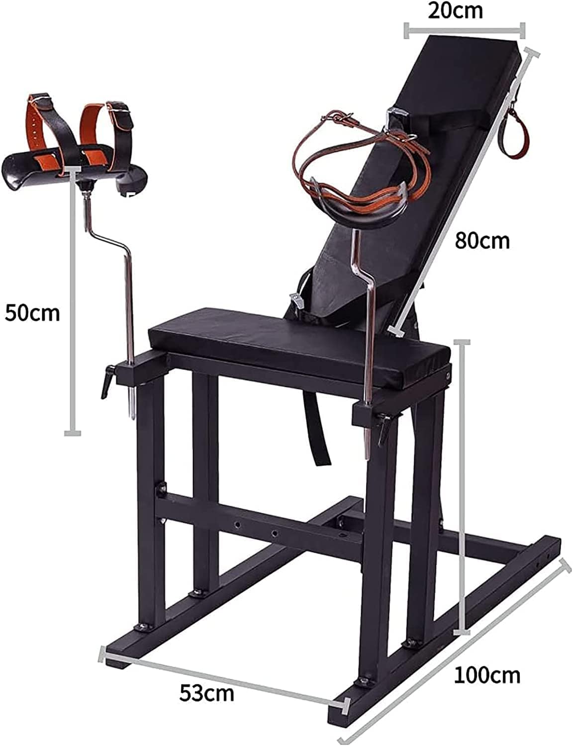 Sedia fetish per bondage ginecologico - Robusta sedia BDSM con vincoli per mani e gambe, schienale regolabile per giochi in clinica e giochi di ruolo erotici
