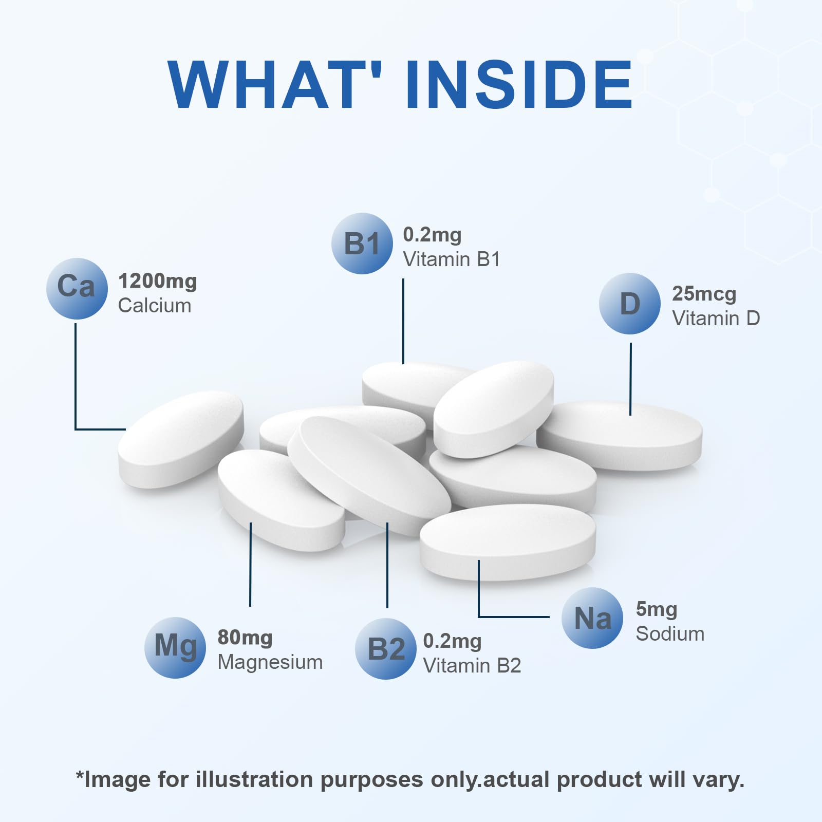 Calcium Supplement Vitamin D3 1200mg Magnesium Mini 186Tablets Sugar Free — Amazon image 3