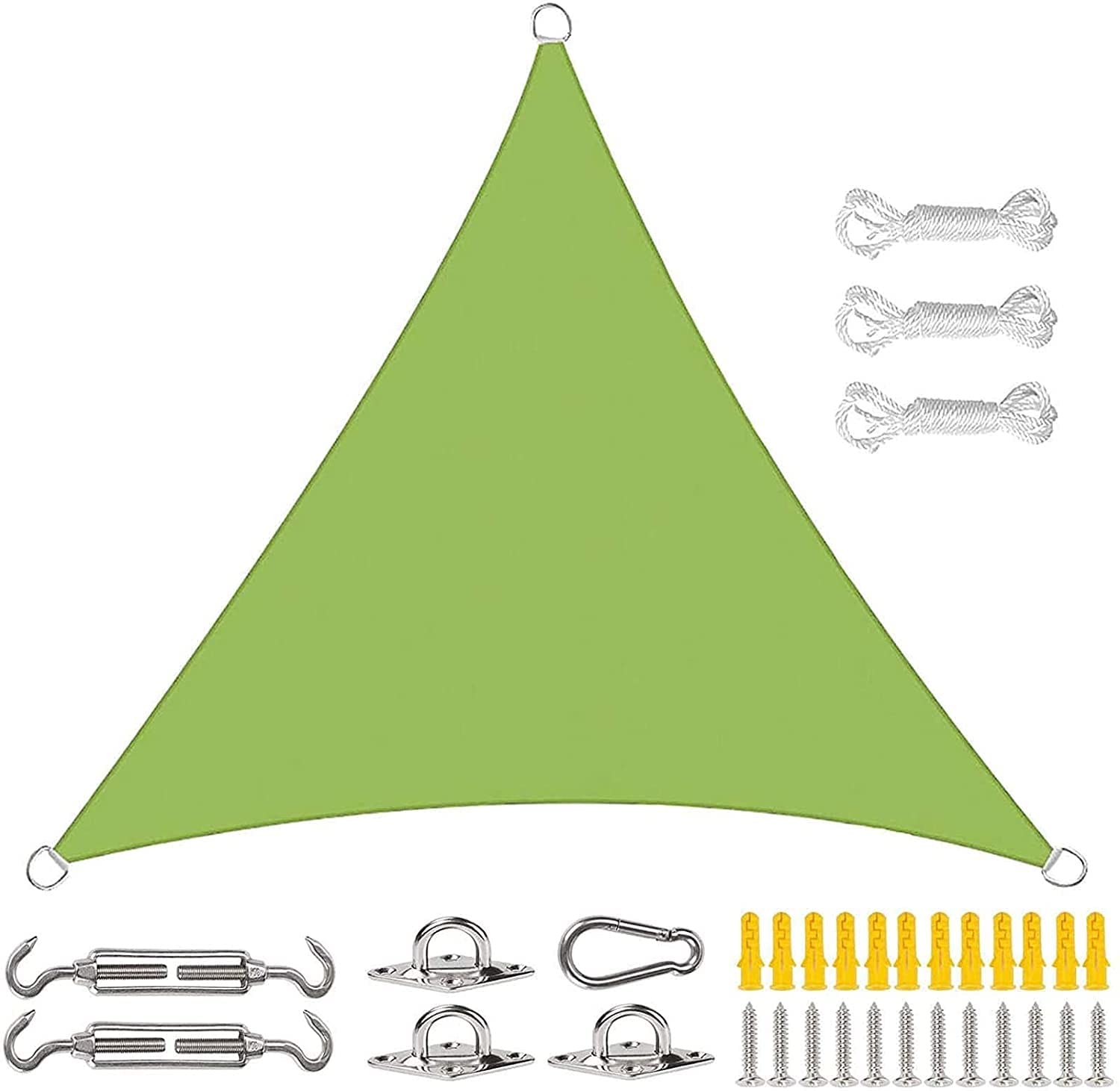 GOUJIAN Shade sail, sun protection awning, breathable, HDPE, garden awning for outdoor garden terrace, UV block - triangle (green, 2.4 x 2.4 x 2.4 m)