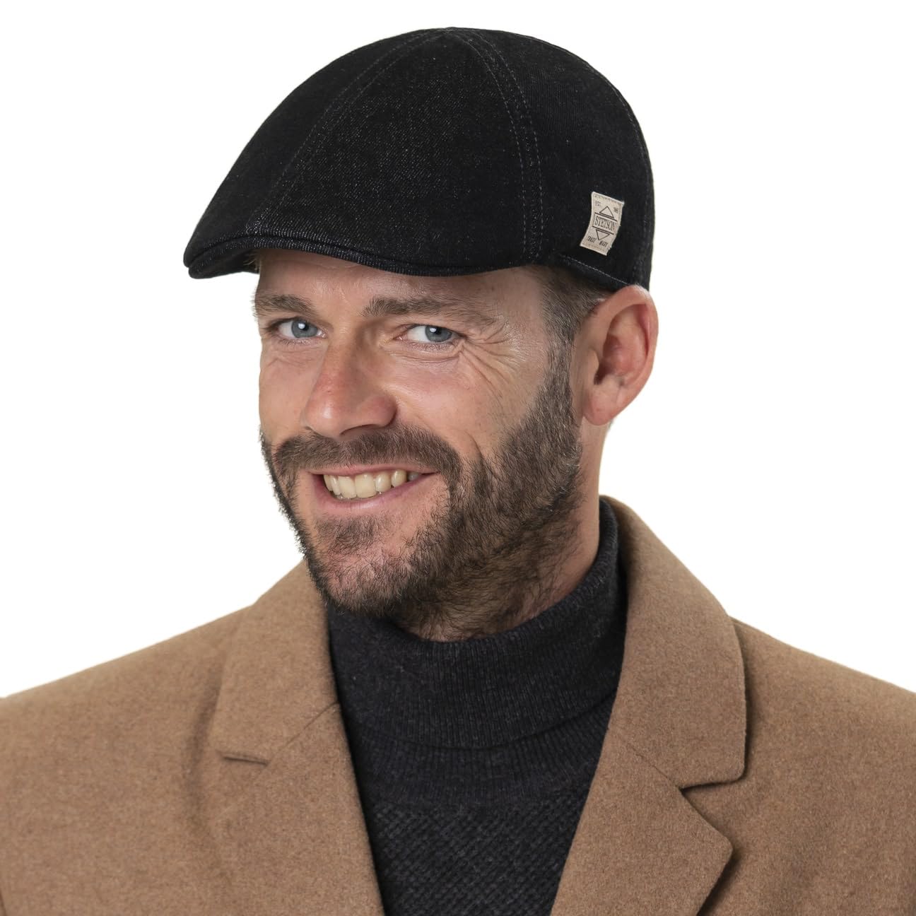 Stetson Texas Robust Denim Flatcap Unifarbene Schiebermütze aus Baumwolle Herren Herbst Winter