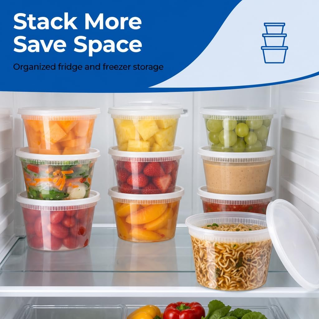 Basix Deli Containers with Lids, 16 Oz Leakproof Plastic, 24 Count image 3