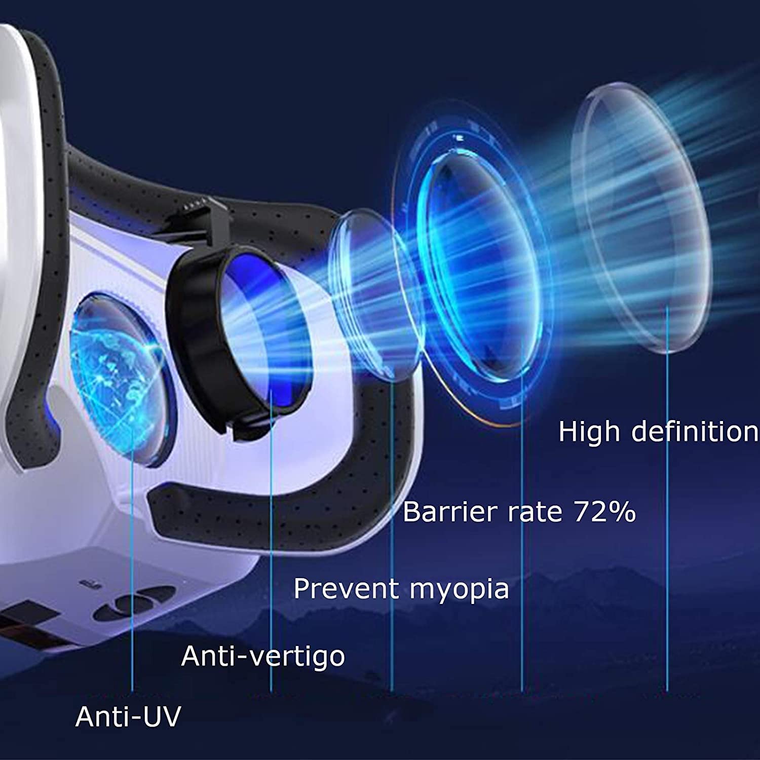 Occhiali VR, Console somatosensoriale Console Virtual Reality Smart all-in-One VR Games Auricolare con Pulsante Multifunzione Bluetooth Wireless