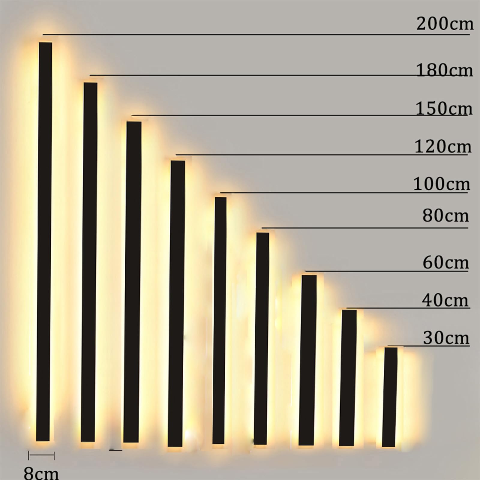 LED Außen Lange Wandleuchten IP65 Wasserdicht Dimmbar Wandlampen Wandbeleuchtung mit Fernbedienung Modern Aluminium Innen/Aussen für Gärten Villa Terasse Korridor Schwarze 3000K-6500K (D,60cm)
