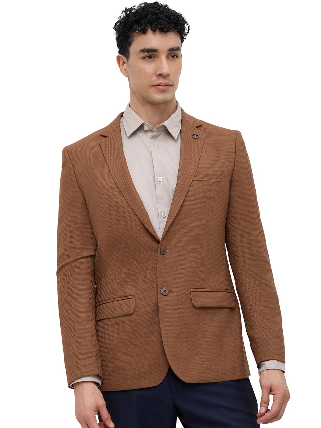 park avenue Men Slim Fit Solid Pattern Poly Wool Spandex Blend Notch Lapel Full Sleeve Formal Blazer-picture-36