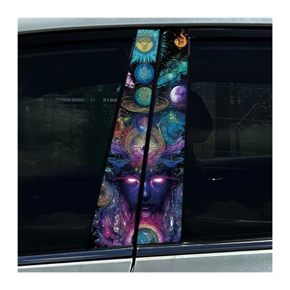 Bertdcx B Creative Planet Colourful Car Stickers Diy Car Pillar Cover Scratches Auto Parts(B)
